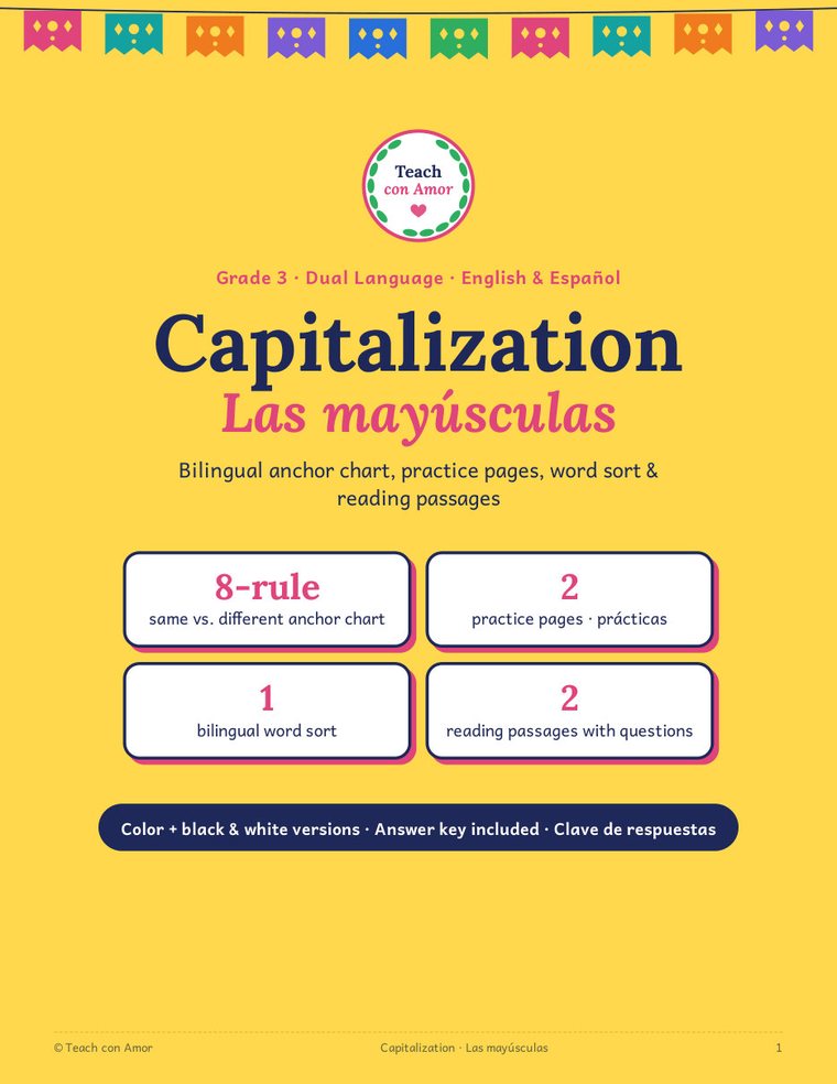 Cover of the Capitalization in Spanish and English pack